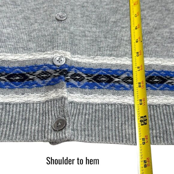 Talbots Fair Isle Cardigan Sweater Lambswool Blend Nordic Holiday Cabin Cozy M - Picture 10 of 10